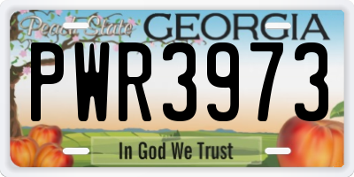 GA license plate PWR3973