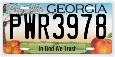 GA license plate PWR3978
