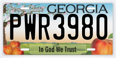 GA license plate PWR3980