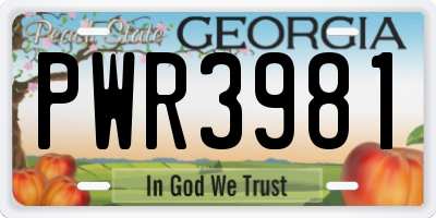 GA license plate PWR3981