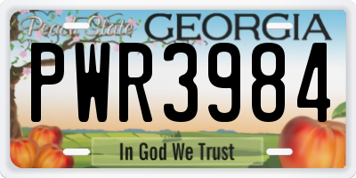 GA license plate PWR3984