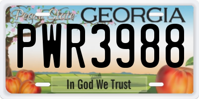 GA license plate PWR3988