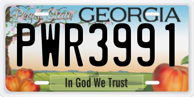 GA license plate PWR3991