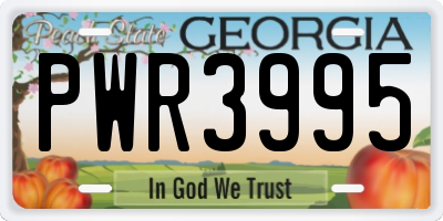 GA license plate PWR3995