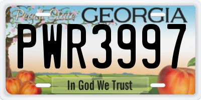 GA license plate PWR3997