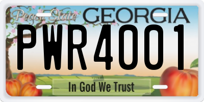 GA license plate PWR4001