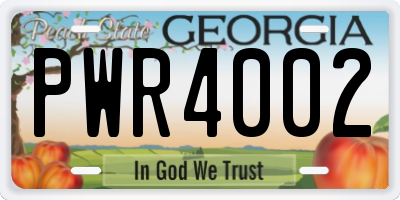 GA license plate PWR4002