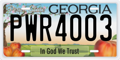 GA license plate PWR4003