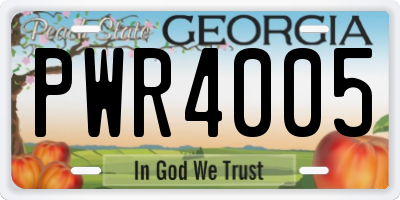 GA license plate PWR4005