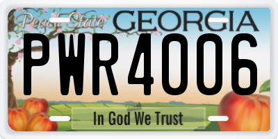 GA license plate PWR4006