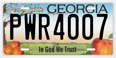 GA license plate PWR4007
