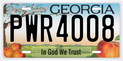 GA license plate PWR4008