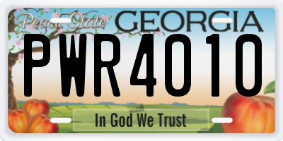 GA license plate PWR4010