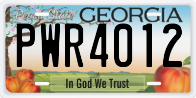 GA license plate PWR4012