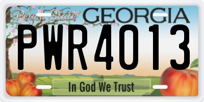 GA license plate PWR4013