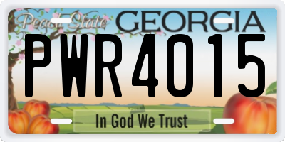 GA license plate PWR4015