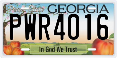 GA license plate PWR4016