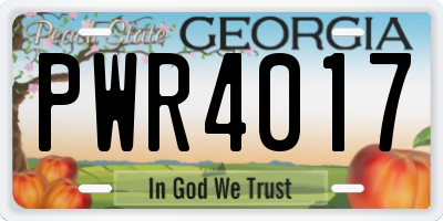 GA license plate PWR4017