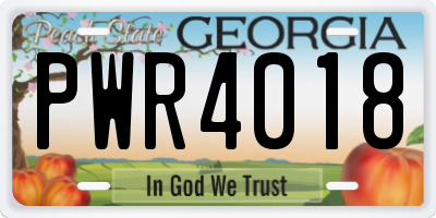 GA license plate PWR4018