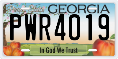 GA license plate PWR4019