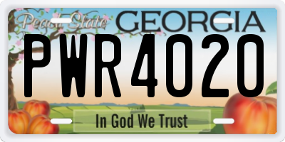 GA license plate PWR4020
