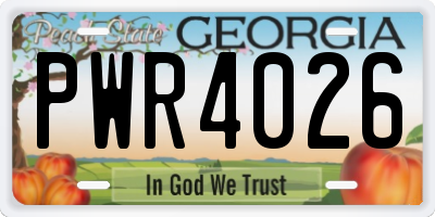 GA license plate PWR4026