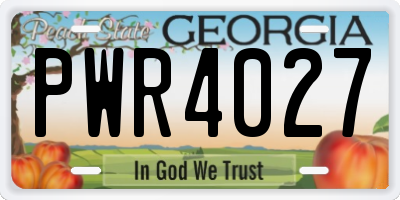 GA license plate PWR4027