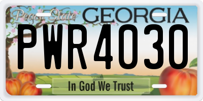 GA license plate PWR4030