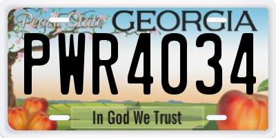 GA license plate PWR4034