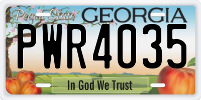 GA license plate PWR4035