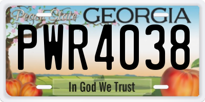 GA license plate PWR4038
