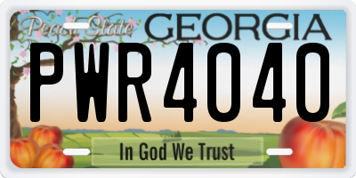 GA license plate PWR4040