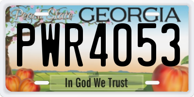 GA license plate PWR4053