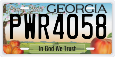 GA license plate PWR4058