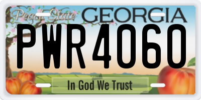 GA license plate PWR4060