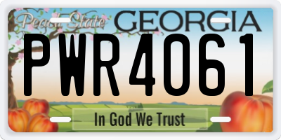 GA license plate PWR4061