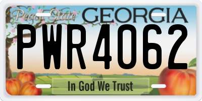 GA license plate PWR4062