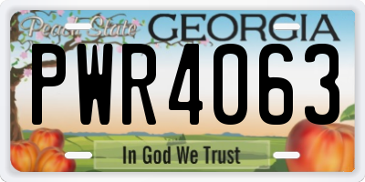 GA license plate PWR4063