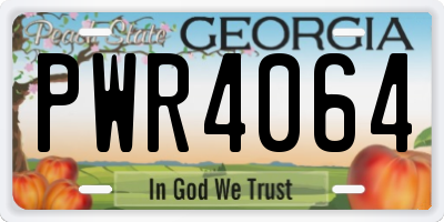 GA license plate PWR4064