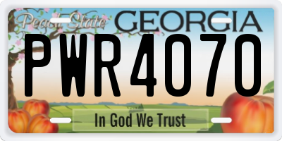 GA license plate PWR4070