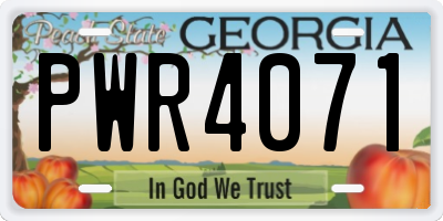 GA license plate PWR4071