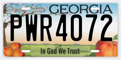GA license plate PWR4072