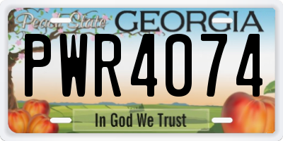 GA license plate PWR4074