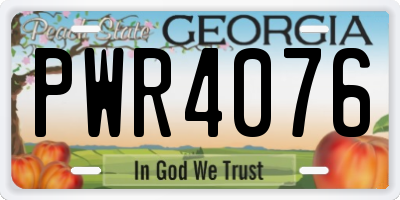 GA license plate PWR4076