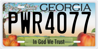 GA license plate PWR4077