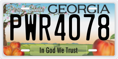 GA license plate PWR4078