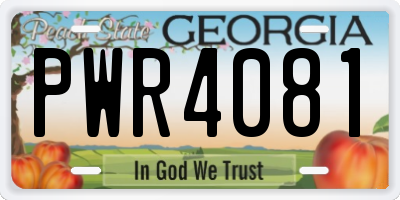 GA license plate PWR4081