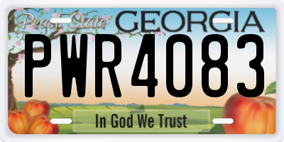 GA license plate PWR4083