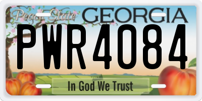 GA license plate PWR4084