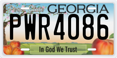 GA license plate PWR4086